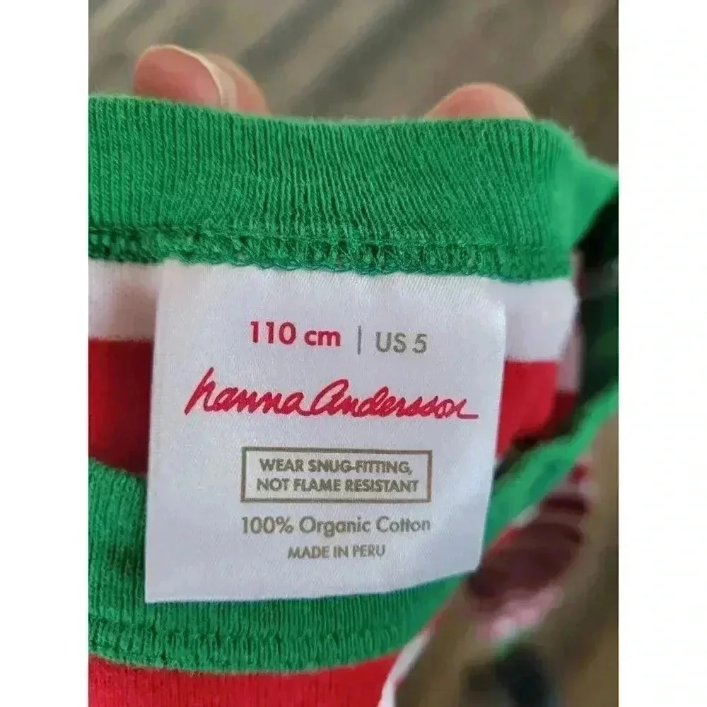 Hanna Andersson girls christmas striped Pajama‎ top size 5